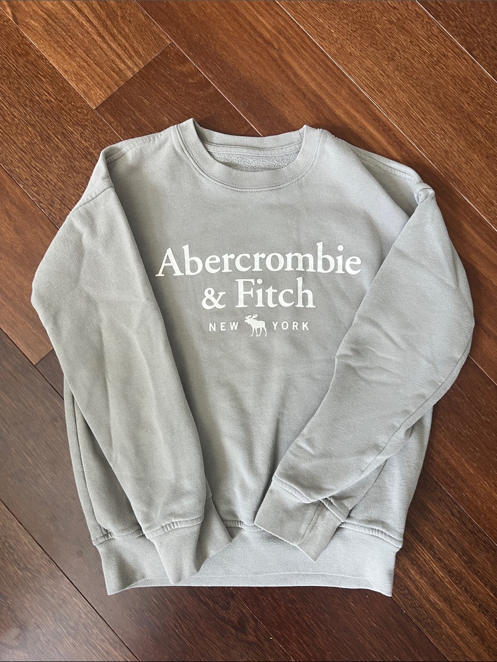 Abercrombie & Fitch Crewneck Sweatshirt in Sage Green with White Logo